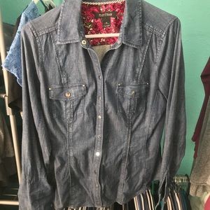 White House black market denim shirt